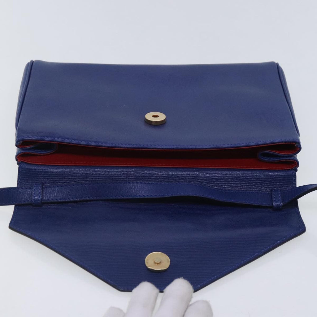 Celine Vintage Circle Logo Crossbody Bag Leather Blue Leather Shoulder Bag Bag