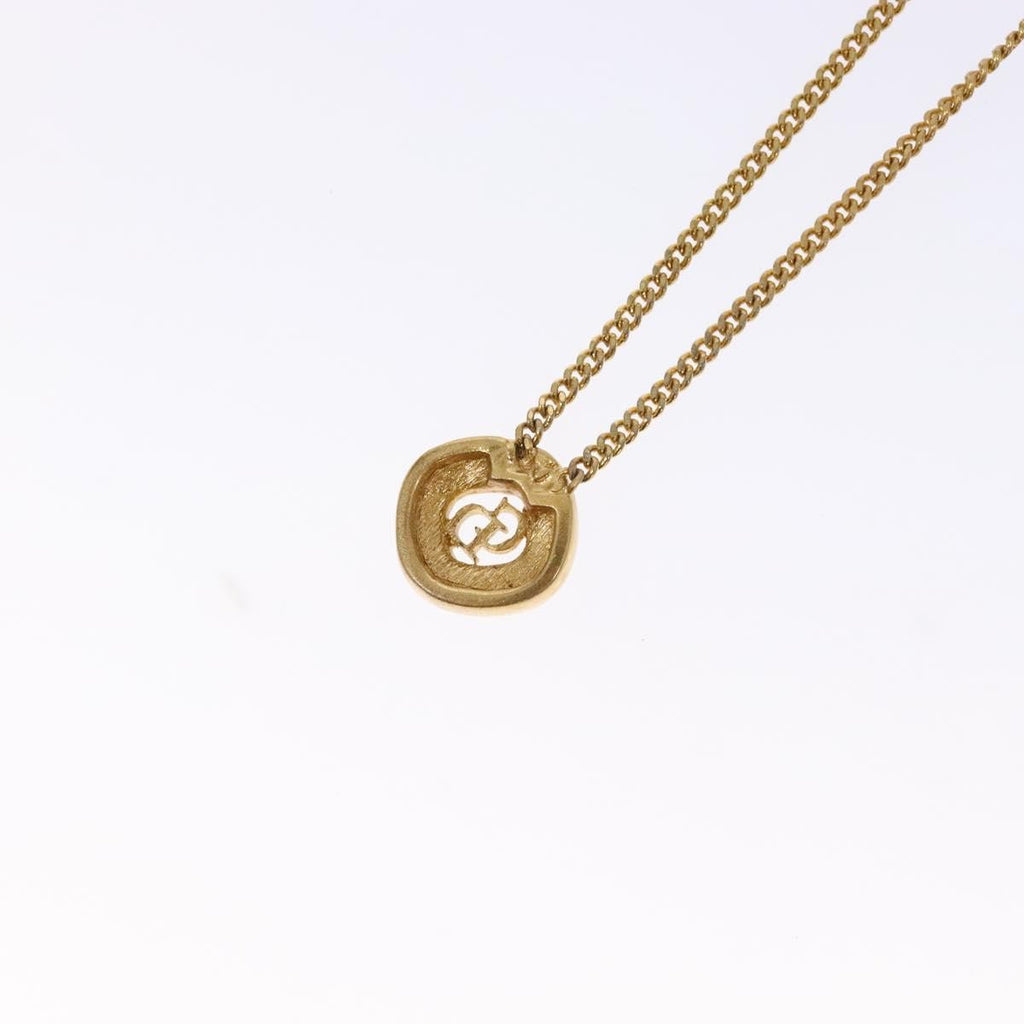 Christian Dior Cd Round Pendant Necklace Metal And Crystals Gold Metal Jewelry (Pre-Owned)