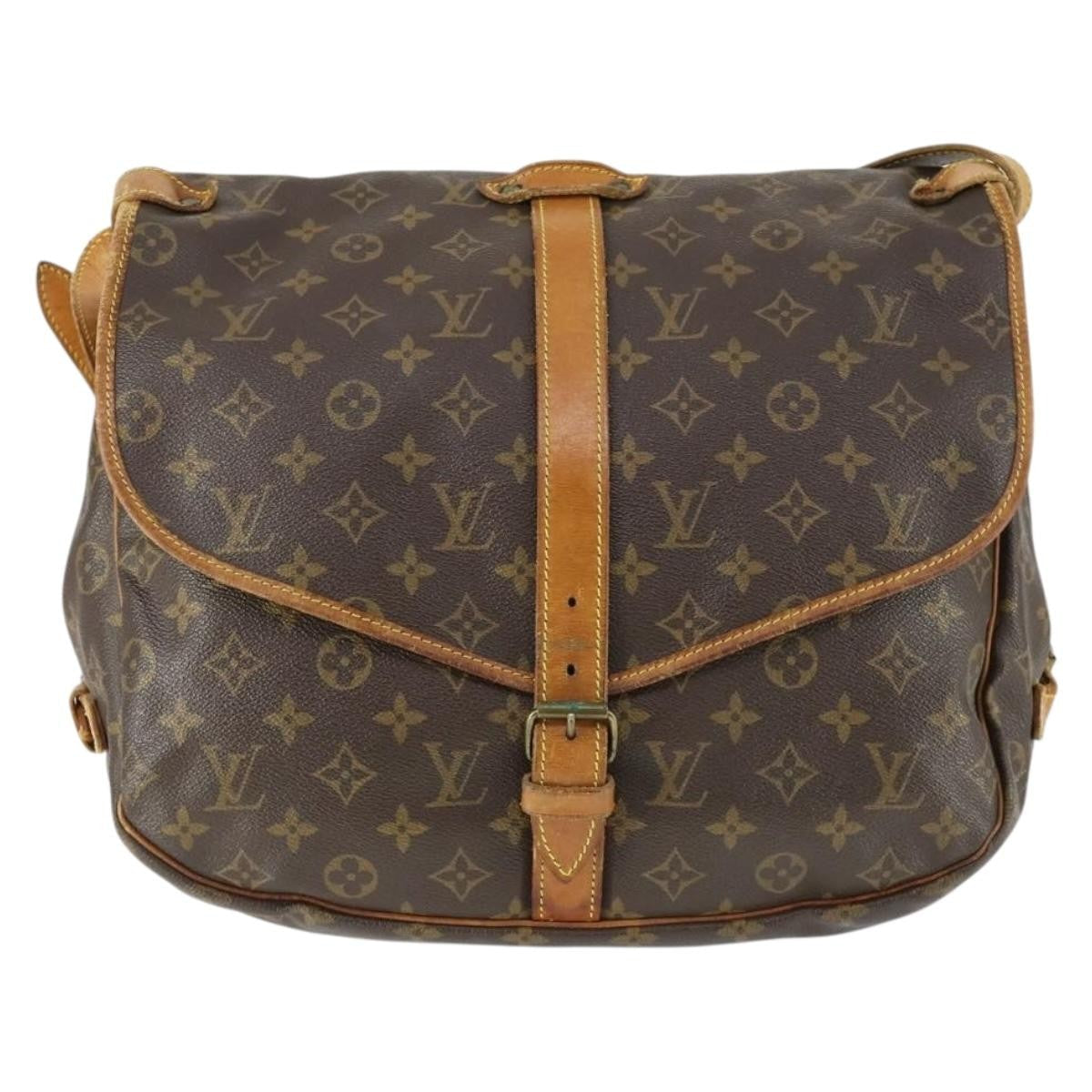 Louis Vuitton Saumur Handbag Monogram Canvas Brown Canvas Shoulder Bag