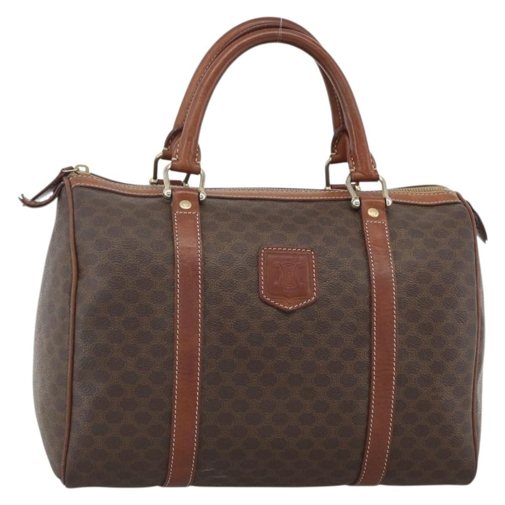 Celine Macadam Handbag Macadam With Leather Brown Canvas Handbag