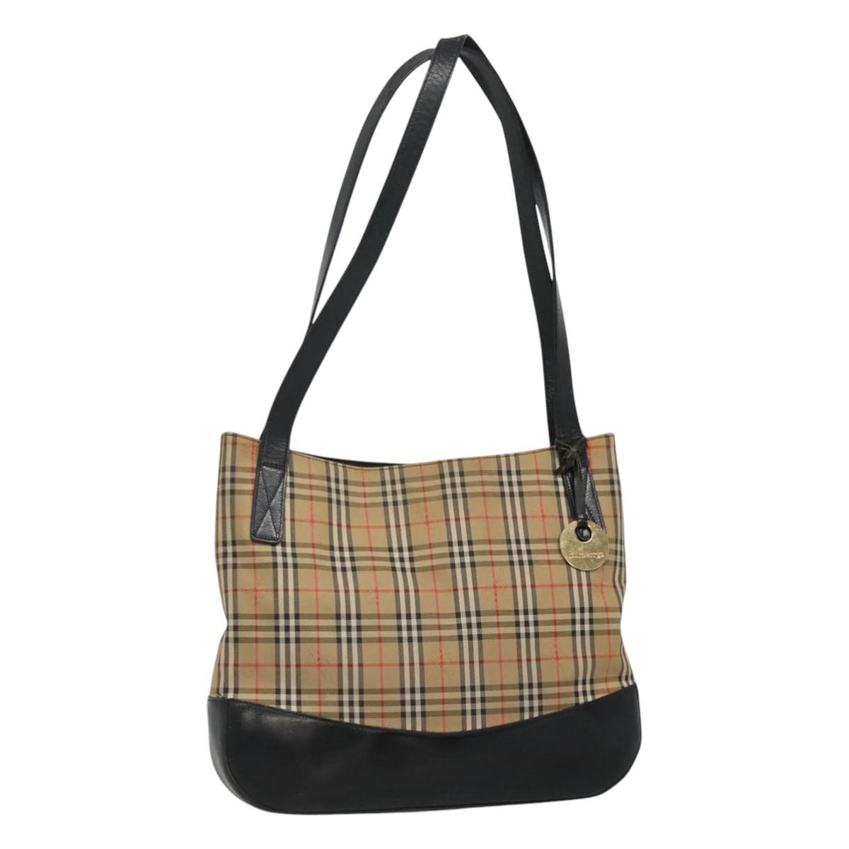 Burberry Nova Check Tote Canvas And Leather Beige Canvas Tote Bag