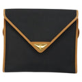 Saint Laurent Vintage Flap Crossbody Bag Coated Canvas With Leather Black Pvc Shoulder Bag Bag (Pre-Owned)