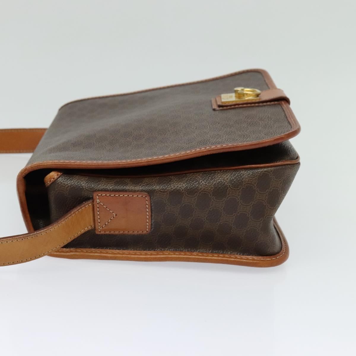 Celine Macadam Shoulder Bag Pvc Leather Brown Canvas Bag