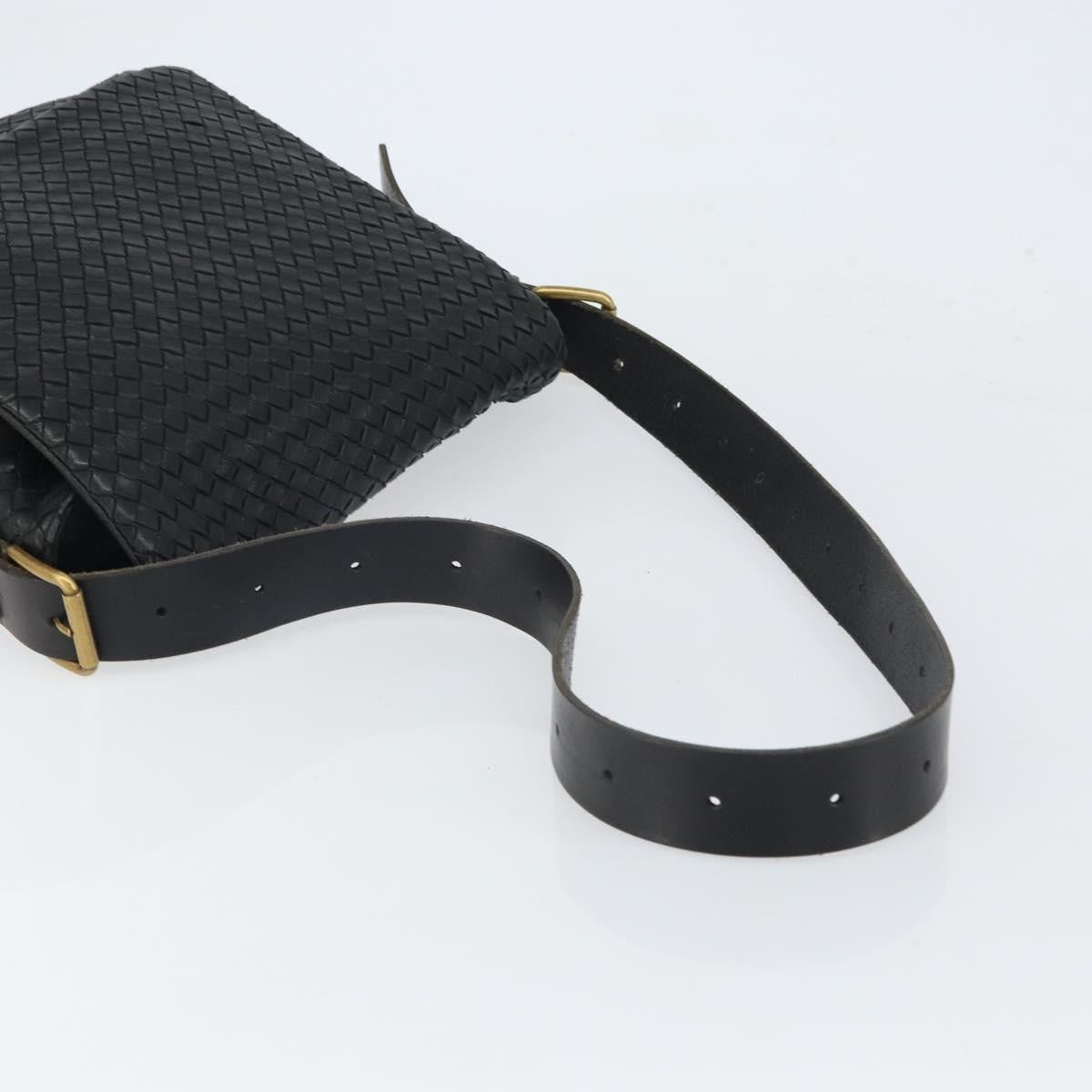Bottega Veneta Square Flap Messenger Bag Intrecciato Nappa Black Leather Shoulder Bag Bag