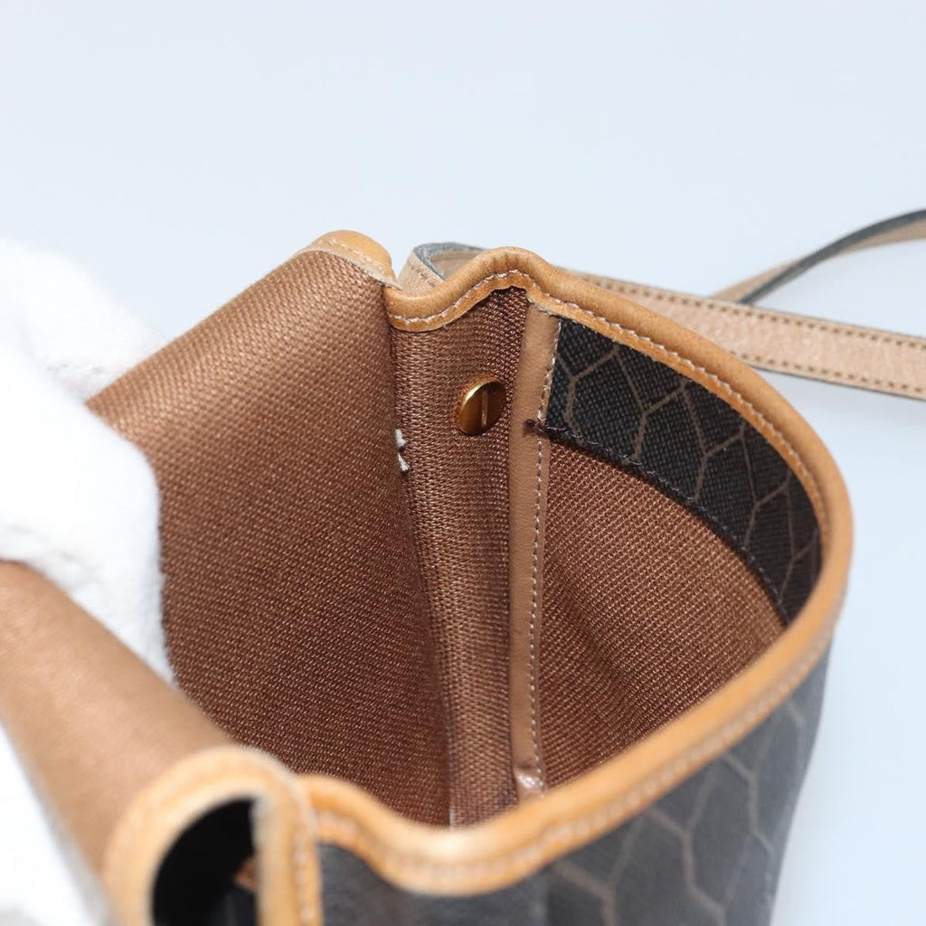 Christian Dior Vintage Honeycomb Flap Crossbody Bag Canvas And Leather Black Canvas Shoulder Bag Bag (Pre-Owned)