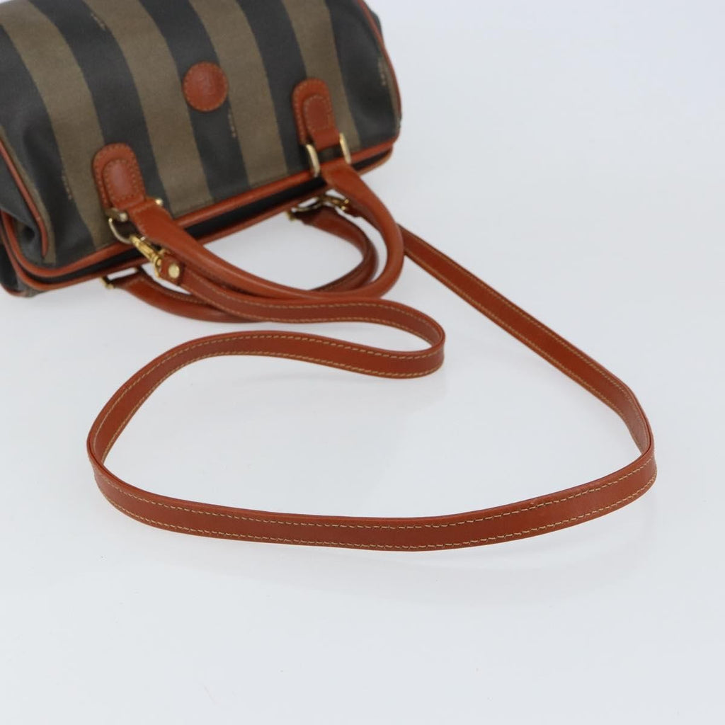 Fendi Vintage Pequin Convertible Boston Bag Coated Canvas Black Canvas Handbag