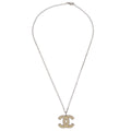 Chanel Cc Logo Pendant Necklace Metal Silver Silver_Plated Necklace Jewelry