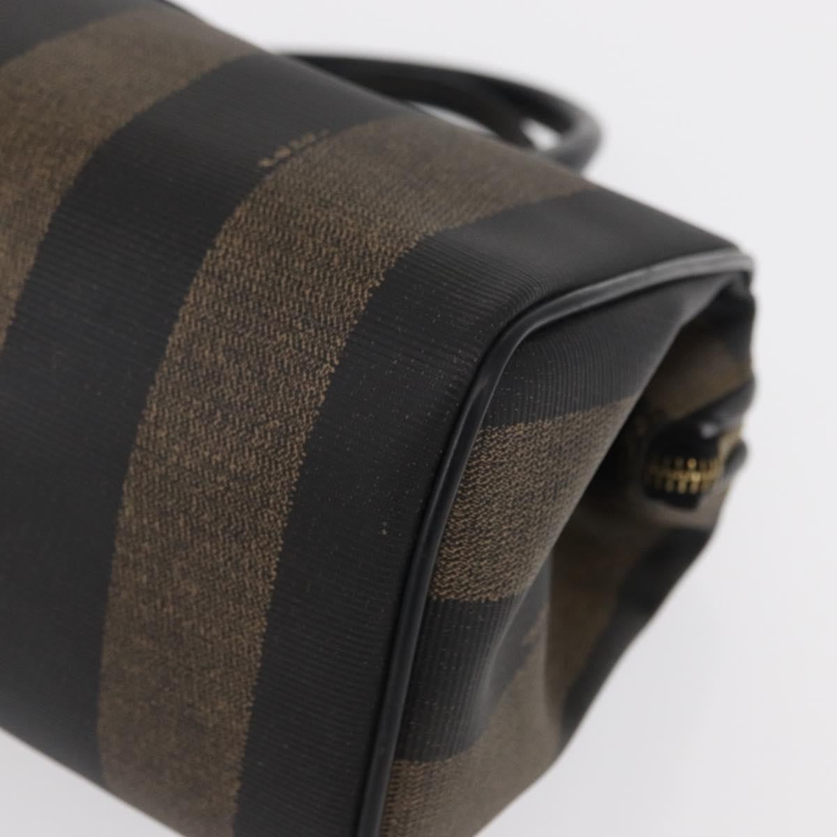 Fendi Vintage Pequin Convertible Boston Bag Coated Canvas Brown Canvas Travel Bag Bag