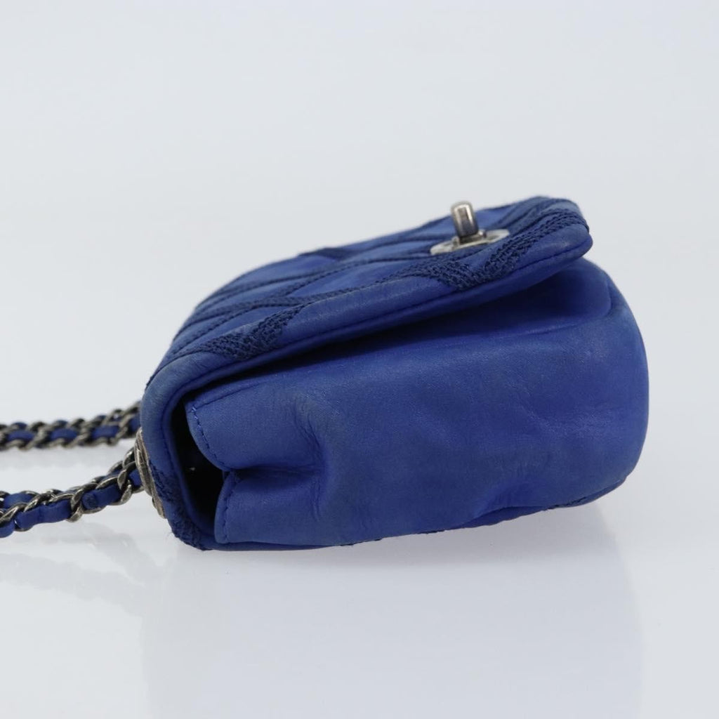 Chanel Diamond Stitch Chain Flap Bag Quilted Iridescent Calfskin Blue Leather Shoulder Bag Bag