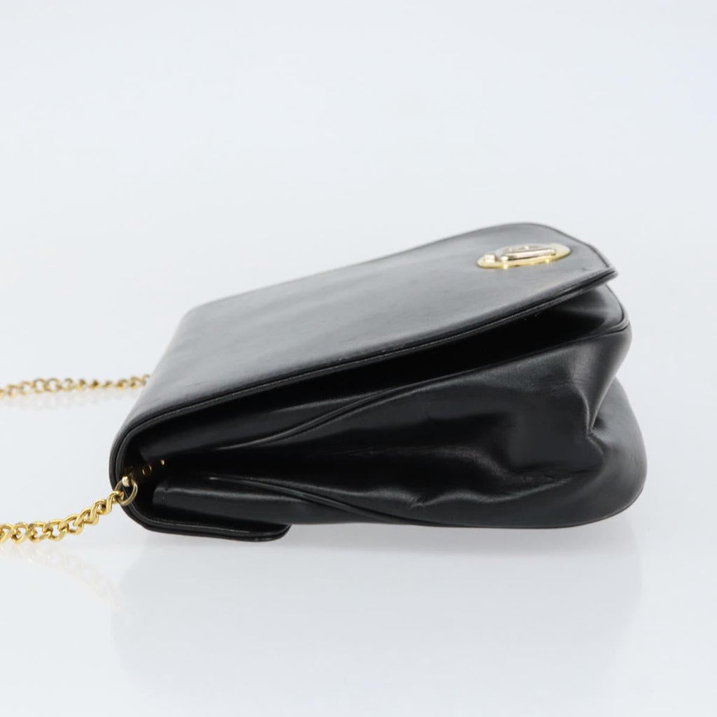 Christian Dior Vintage Chain Flap Shoulder Bag Leather Black Leather Shoulder Bag Bag (Pre-Owned)