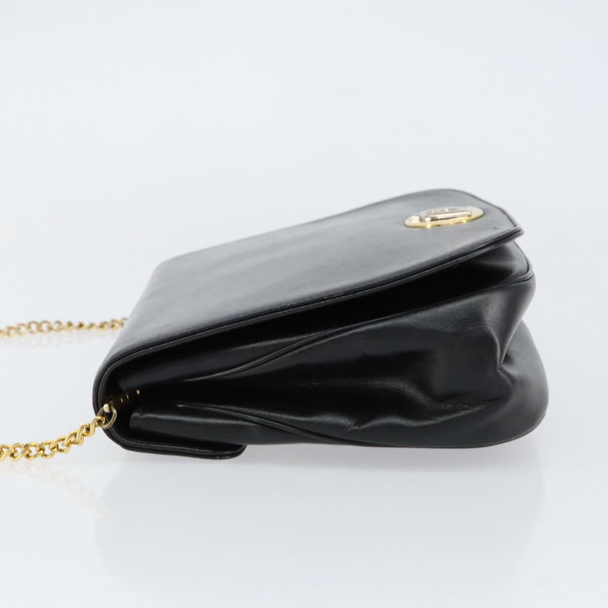 Christian Dior Vintage Chain Flap Shoulder Bag Leather Black Leather Shoulder Bag Bag (Pre-Owned)