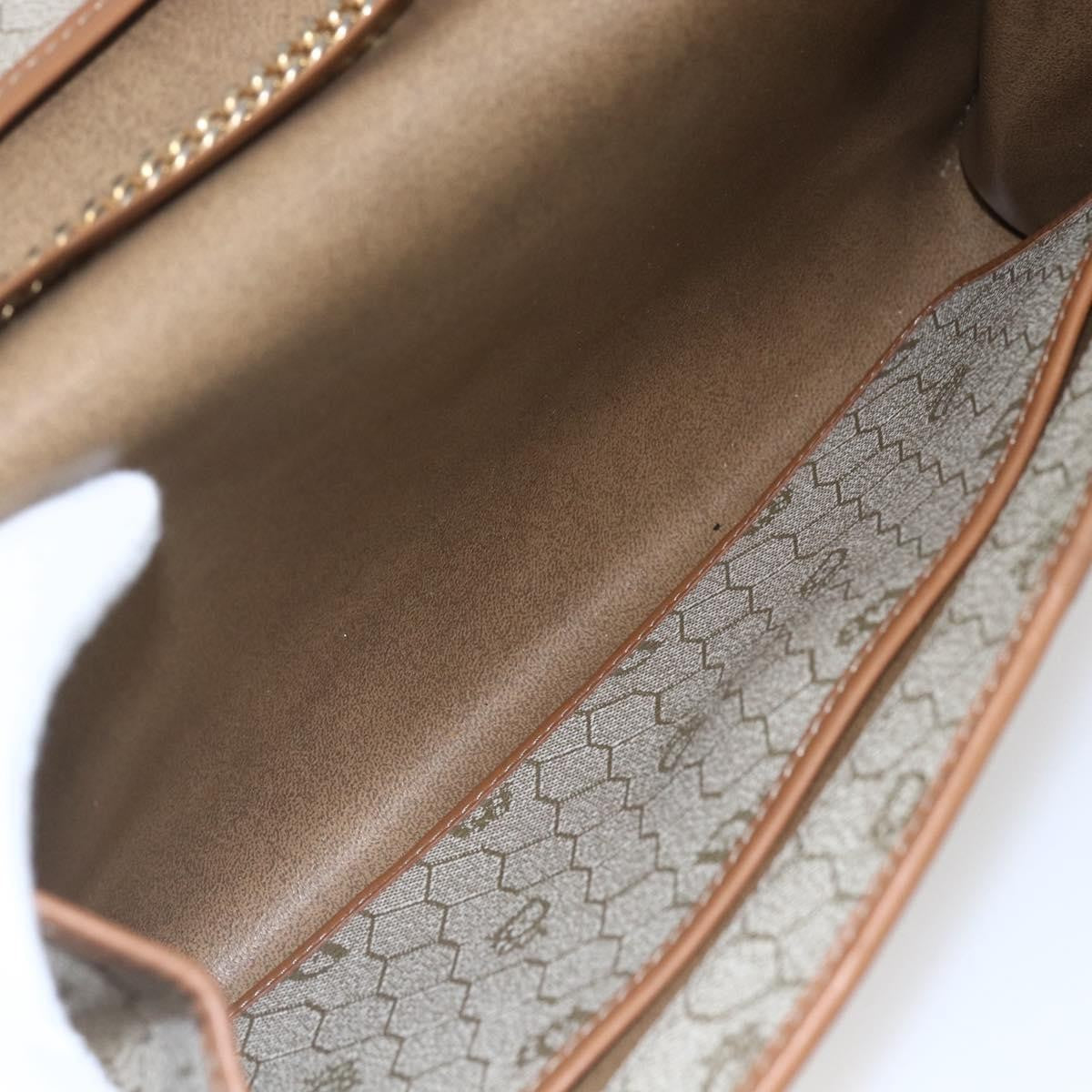 Christian Dior Vintage Honeycomb Chain Canvas Beige Canvas Shoulder Bag Bag (Pre-Owned)
