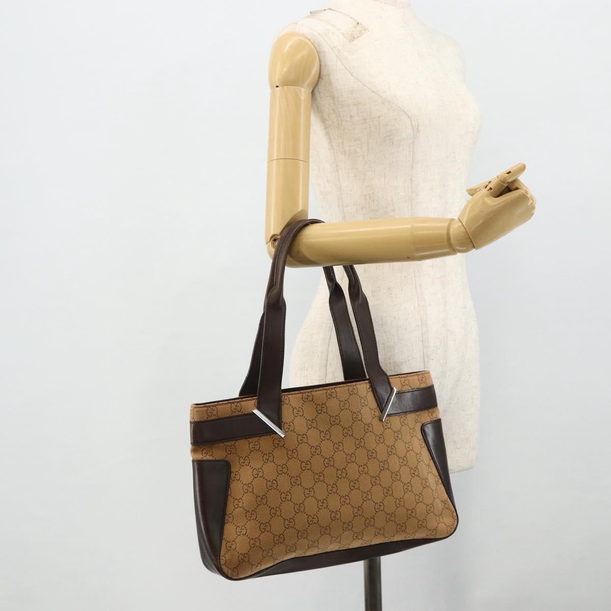 Gucci Vintage Tote Canvas Beige Canvas Tote Bag Bag (Pre-Owned)