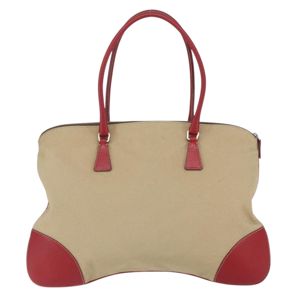 Prada Vintage Handbag Canvas Beige Canvas Handbag