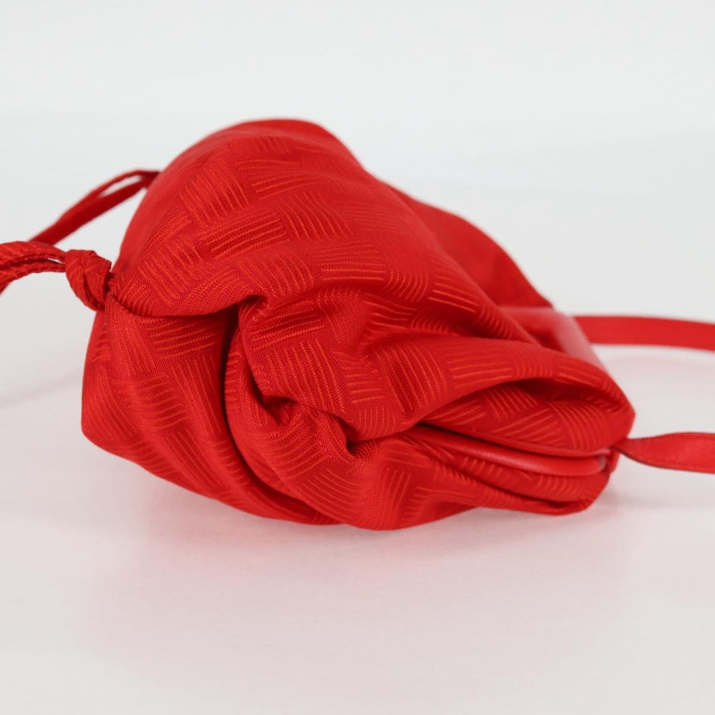 Bottega Veneta Point Shoulder Bag Chunky Knit Fabric Red Nylon Shoulder Bag Bag