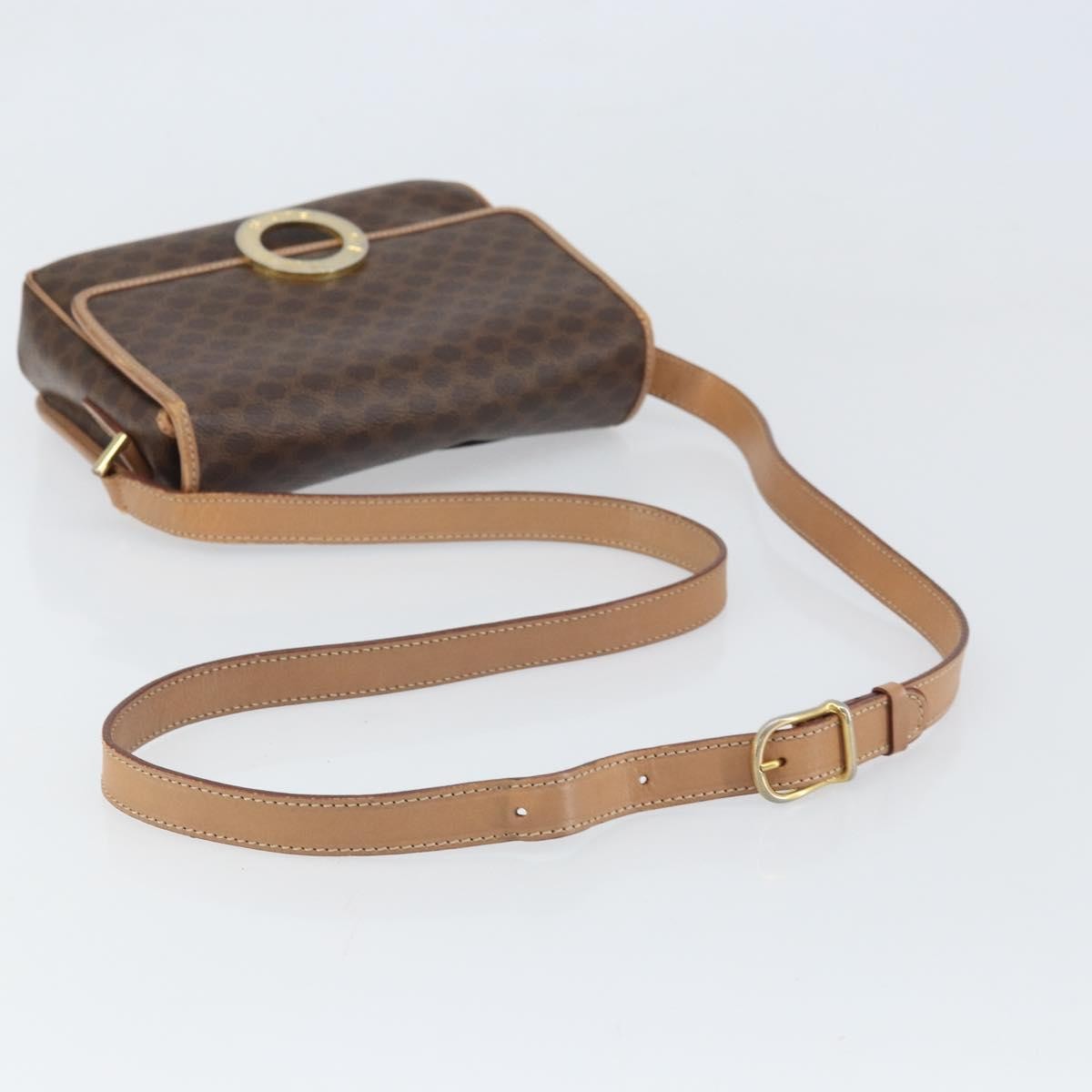 Celine Vintage Macadam Circle Logo Shoulder Bag Canvas And Leather Brown Pvc Shoulder Bag Bag
