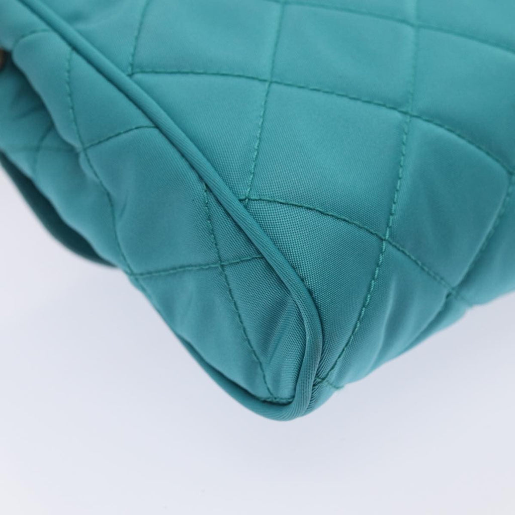 Prada Pushlock Chain Flap Bag Quilted Tessuto Turquoise Nylon Shoulder Bag Bag