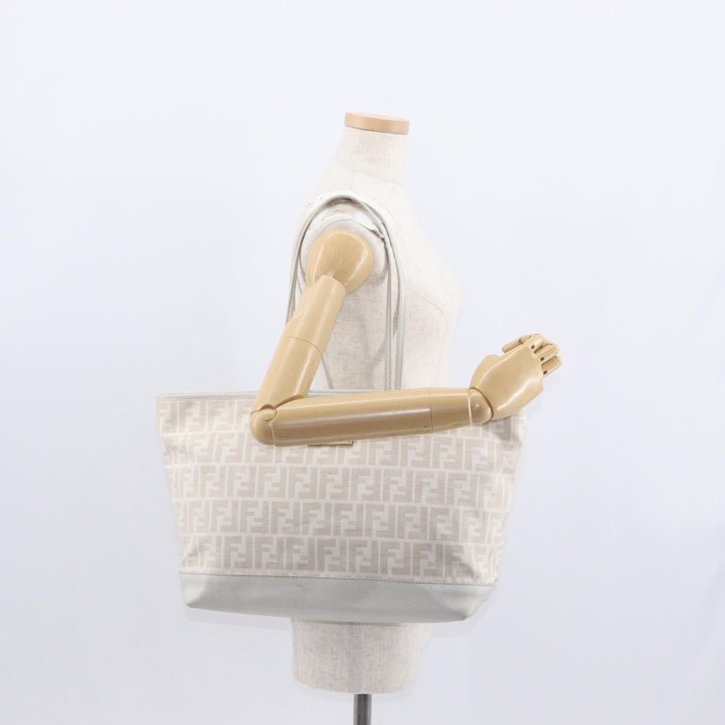 Fendi Roll Tote Zucca Canvas And Leather Beige Canvas Tote Bag Bag