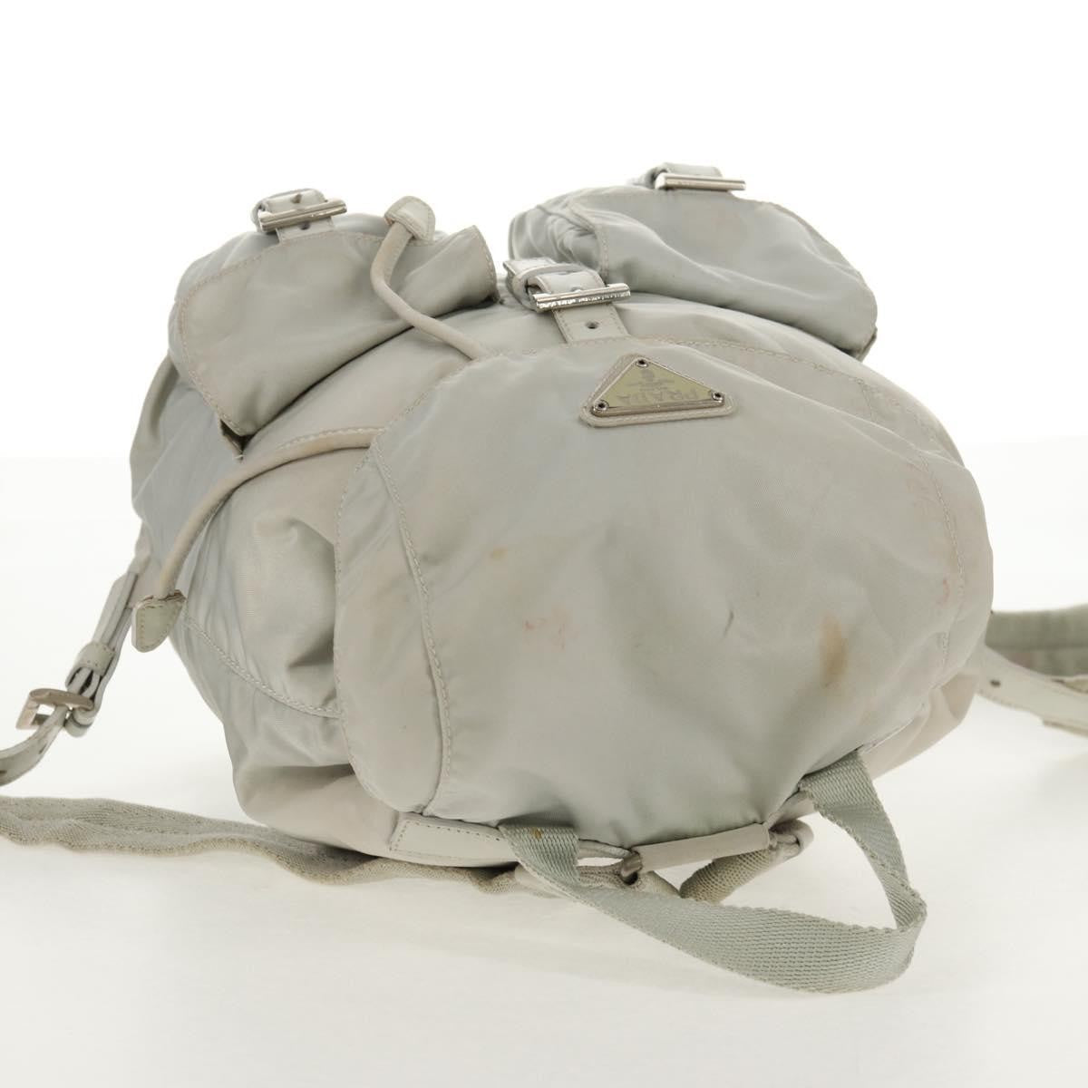 Prada Double Pocket Backpack Chain Shoulder Bag Re-Nylon Gray Nylon Backpack Bag