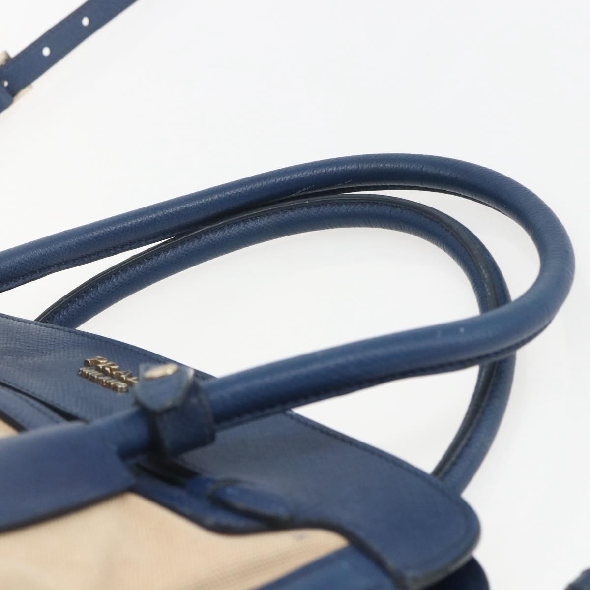 Prada Cuir Frame Convertible Tote Canvas And Saffiano Leather Beige Canvas Tote Bag Bag