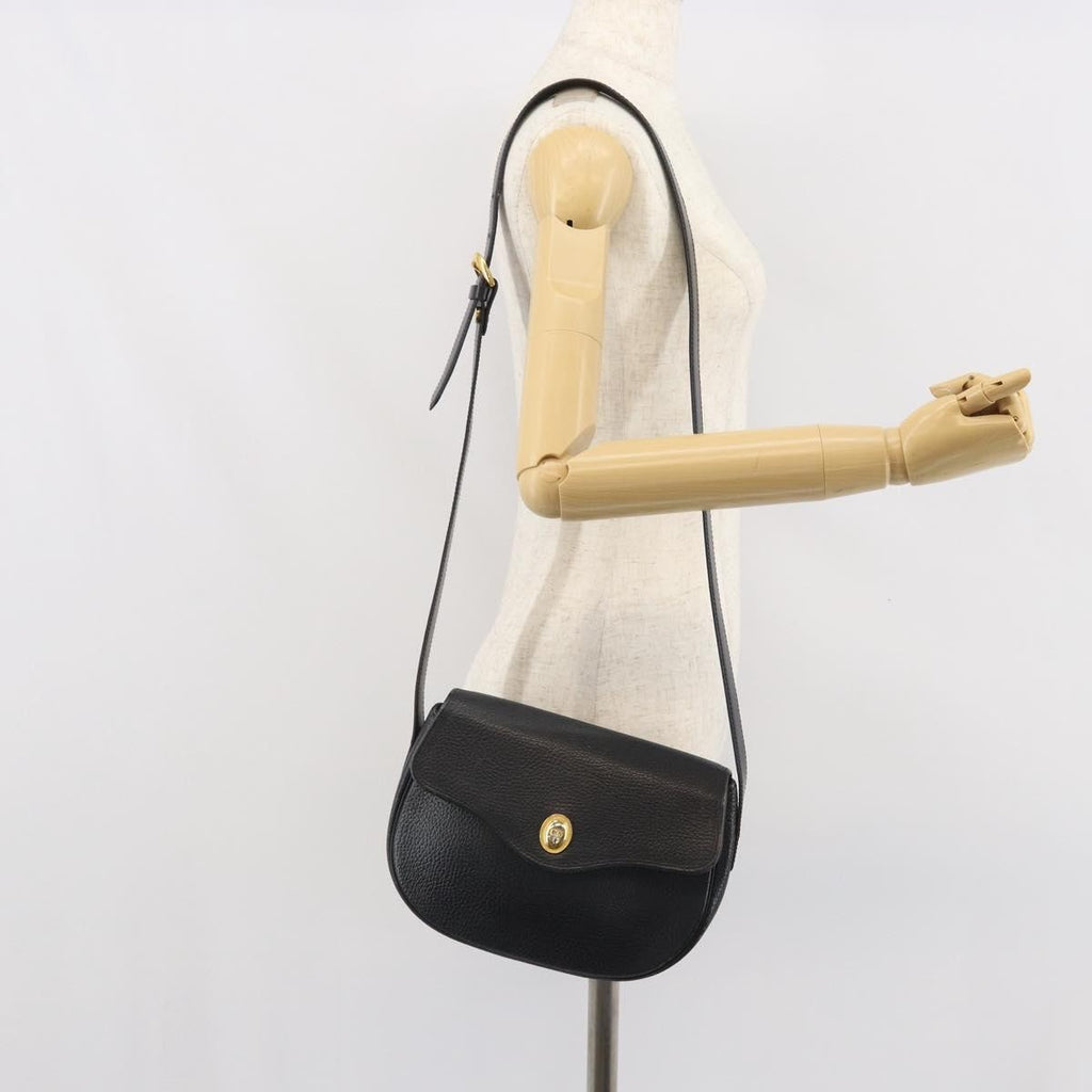 Christian Dior Vintage Cd Logo Shoulder Bag Leather Black Leather Shoulder Bag Bag (Pre-Owned)