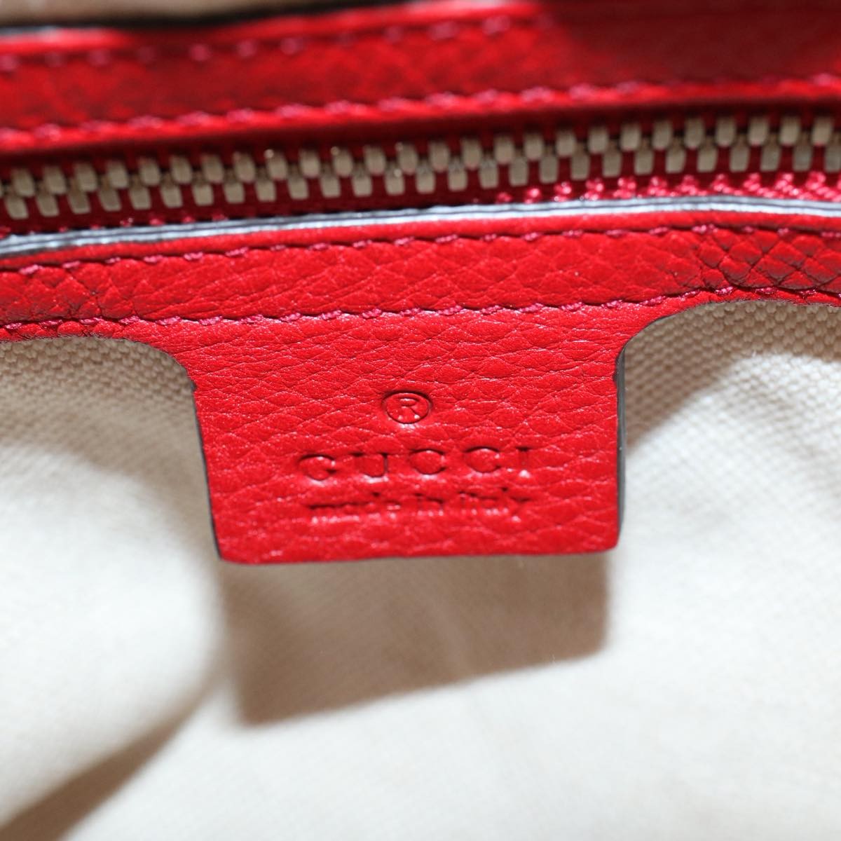Gucci Soho Drawstring Backpack Leather Red Leather Backpack Bag (Pre-Owned)
