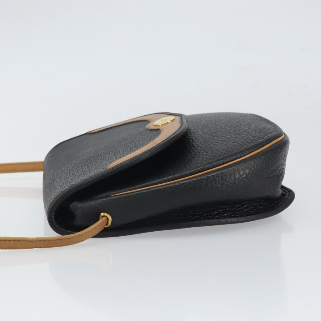 Christian Dior Vintage Cd Flap Shoulder Bag Leather Black Leather Shoulder Bag Bag (Pre-Owned)
