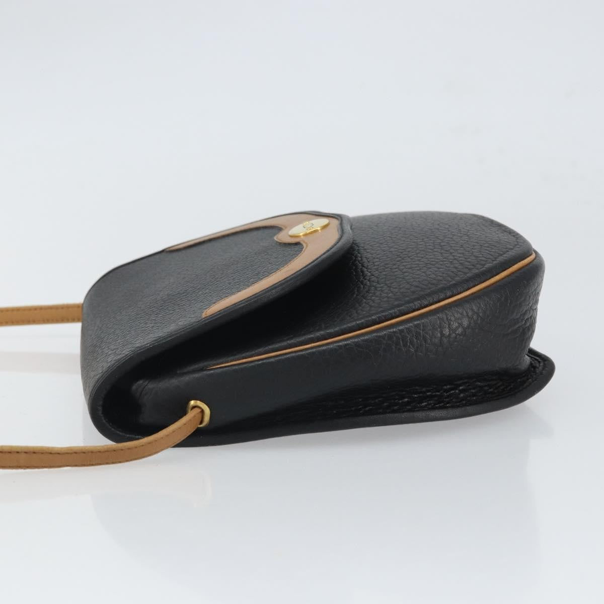 Christian Dior Vintage Cd Flap Shoulder Bag Leather Black Leather Shoulder Bag Bag (Pre-Owned)