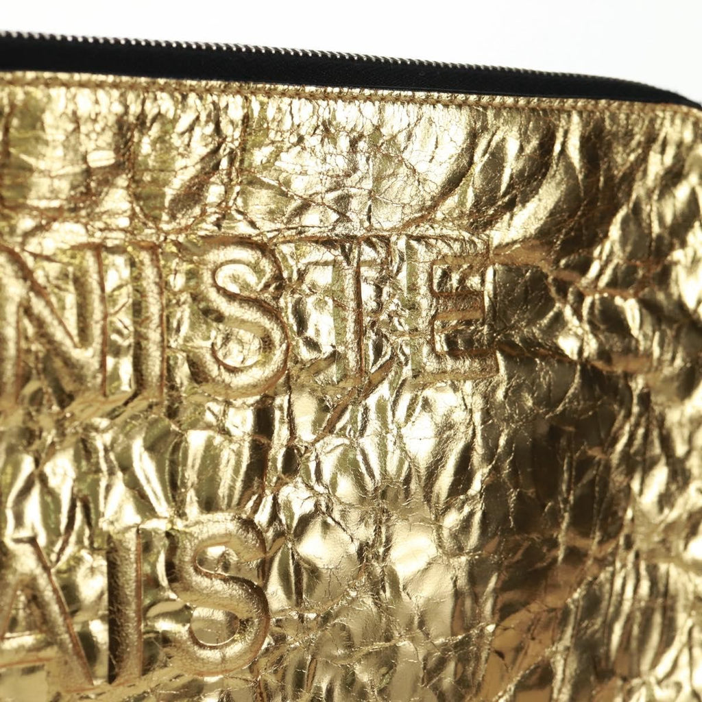 Chanel Feminine Pouch Crinkled Leather Gold Leather Clutche & Pouche Bag