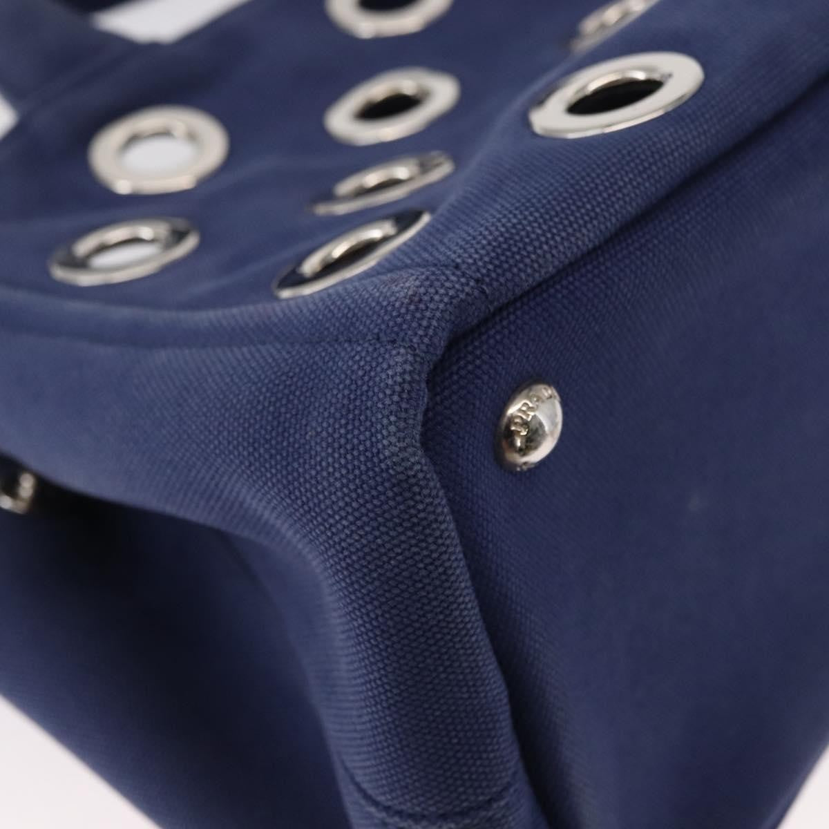 Prada Canapa Convertible Tote Grommet Embellished Canvas Blue Canvas Tote Bag Bag