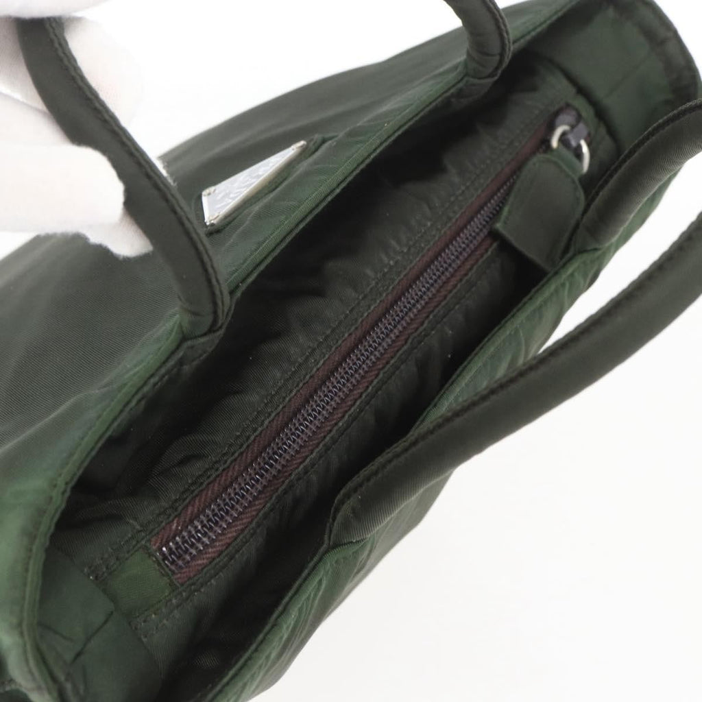 Prada Vintage Zip Handbag Tessuto Khaki Nylon Handbag