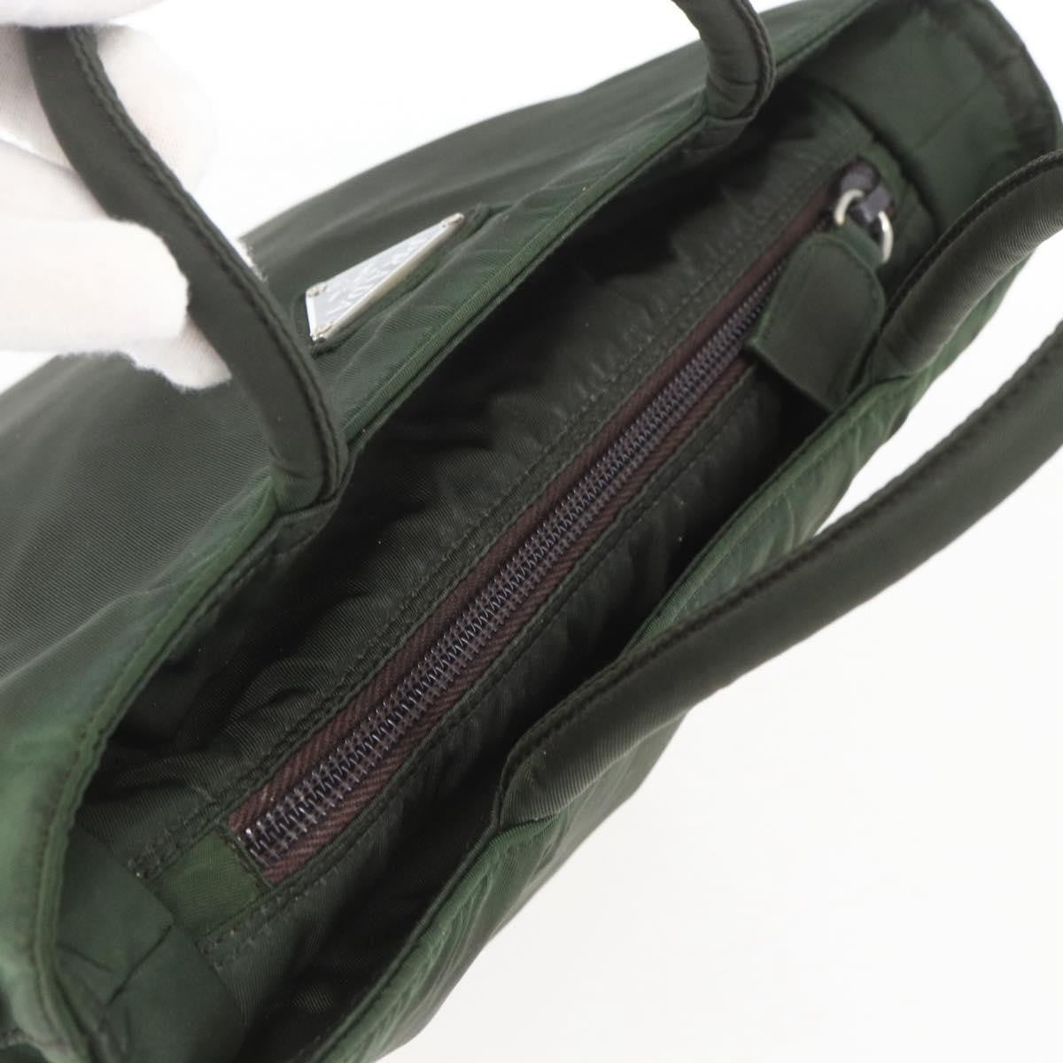 Prada Vintage Zip Handbag Tessuto Khaki Nylon Handbag