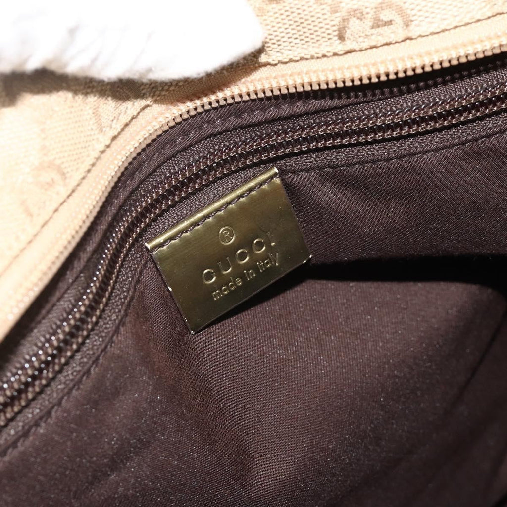 Gucci Web Zip Tote Gg Canvas Beige Canvas Tote Bag Bag (Pre-Owned)
