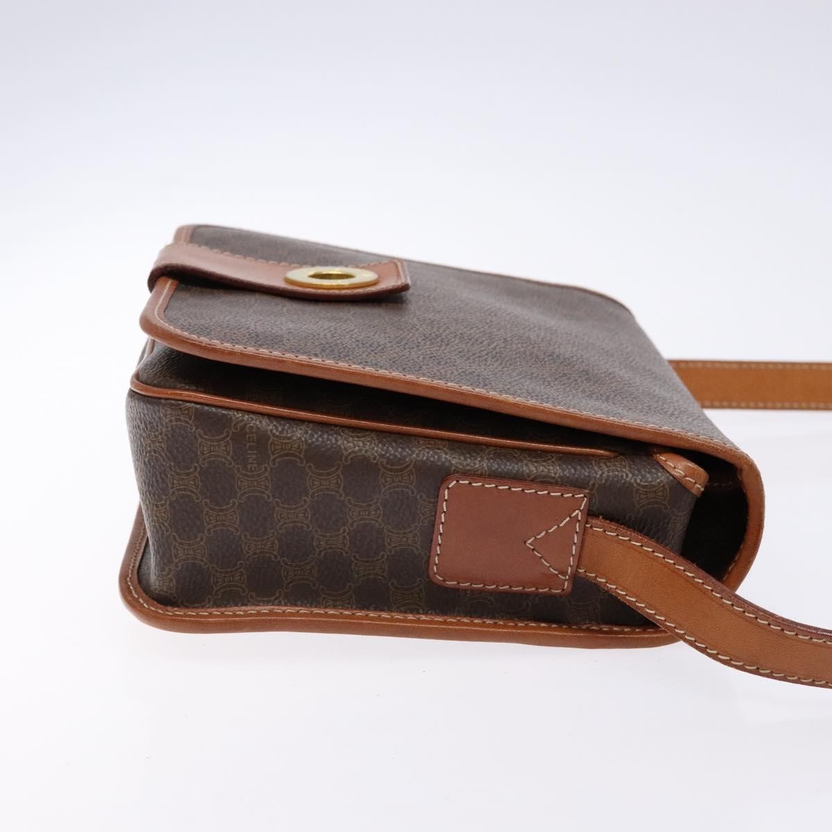 Celine Macadam Shoulder Bag Pvc Leather Brown Canvas Bag
