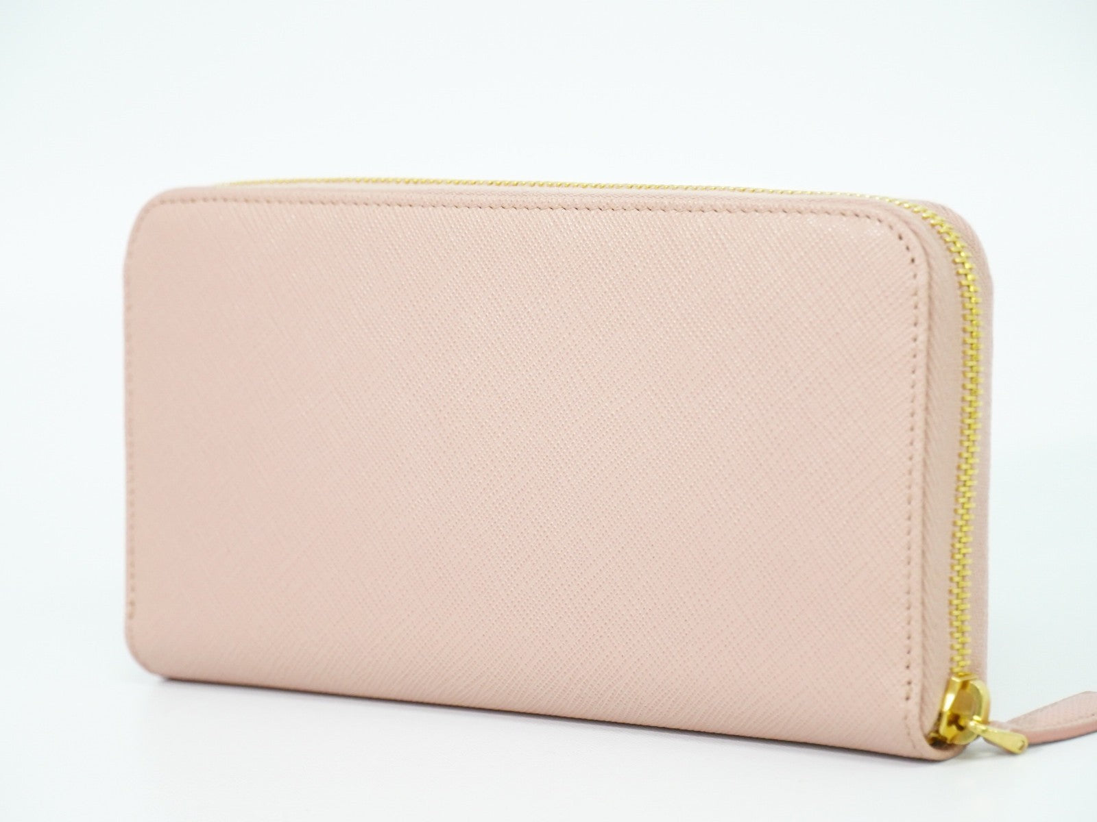 Prada Bow Zip Around Wallet Saffiano Leather Pink Leather Wallets Accessory