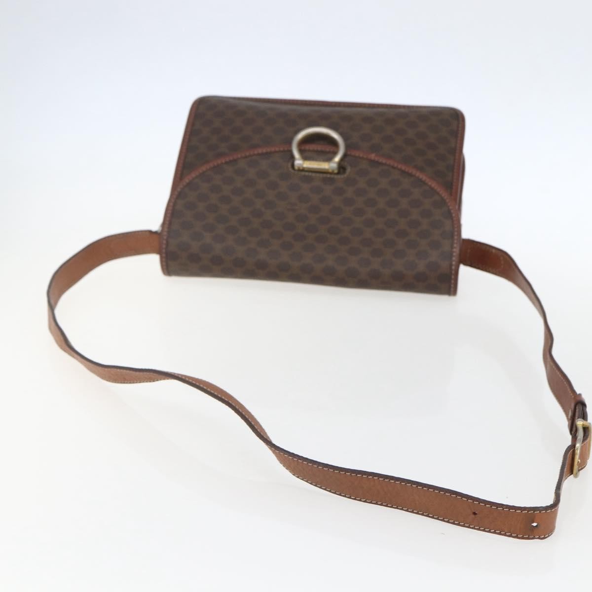 Celine Vintage Macadam Shoulder Bag Canvas Brown Canvas Shoulder Bag Bag