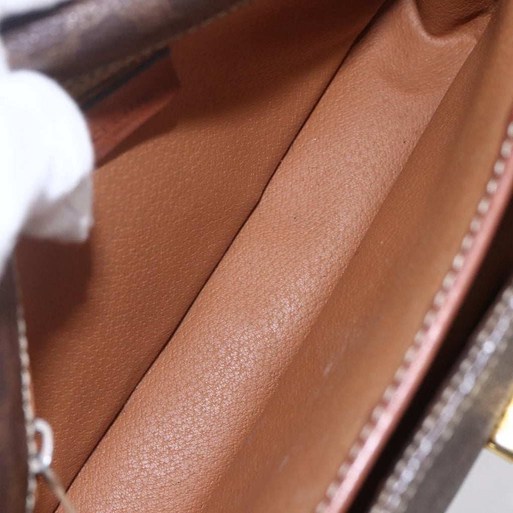 Celine Flap Shoulder Bag Canvas Brown Canvas Shoulder Bag Bag