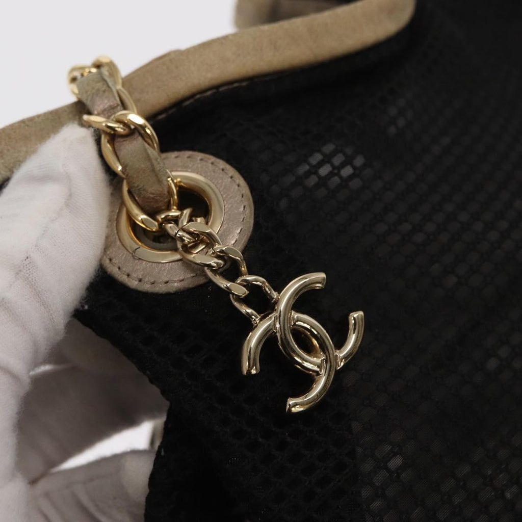 Chanel Chain Bucket Bag Mesh And Leather Black Leather Shoulder Bag Bag