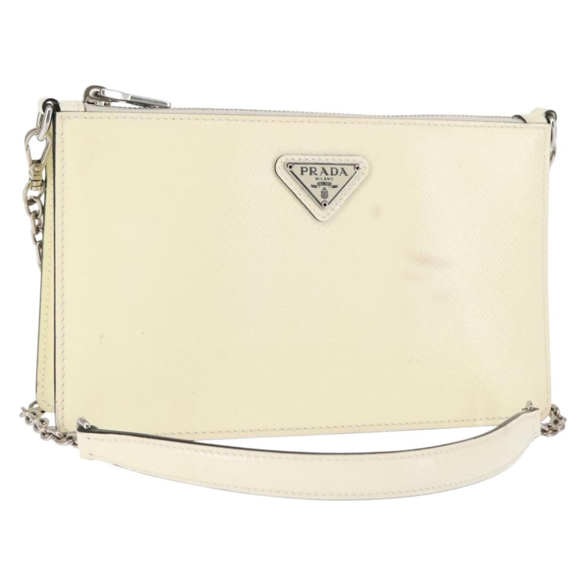 Prada Chain Crossbody Bag Vernice Saffiano Leather White Leather Shoulder Bag Bag