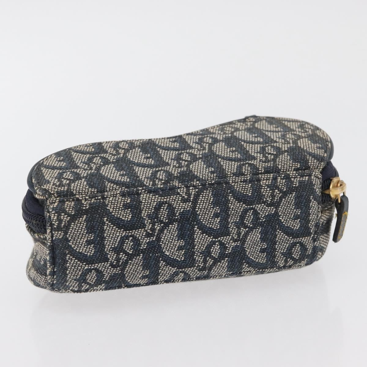 Christian Dior Vintage Saddle Coin Purse Diorissimo Canvas Navy Canvas Clutche & Pouche Bag (Pre-Owned)
