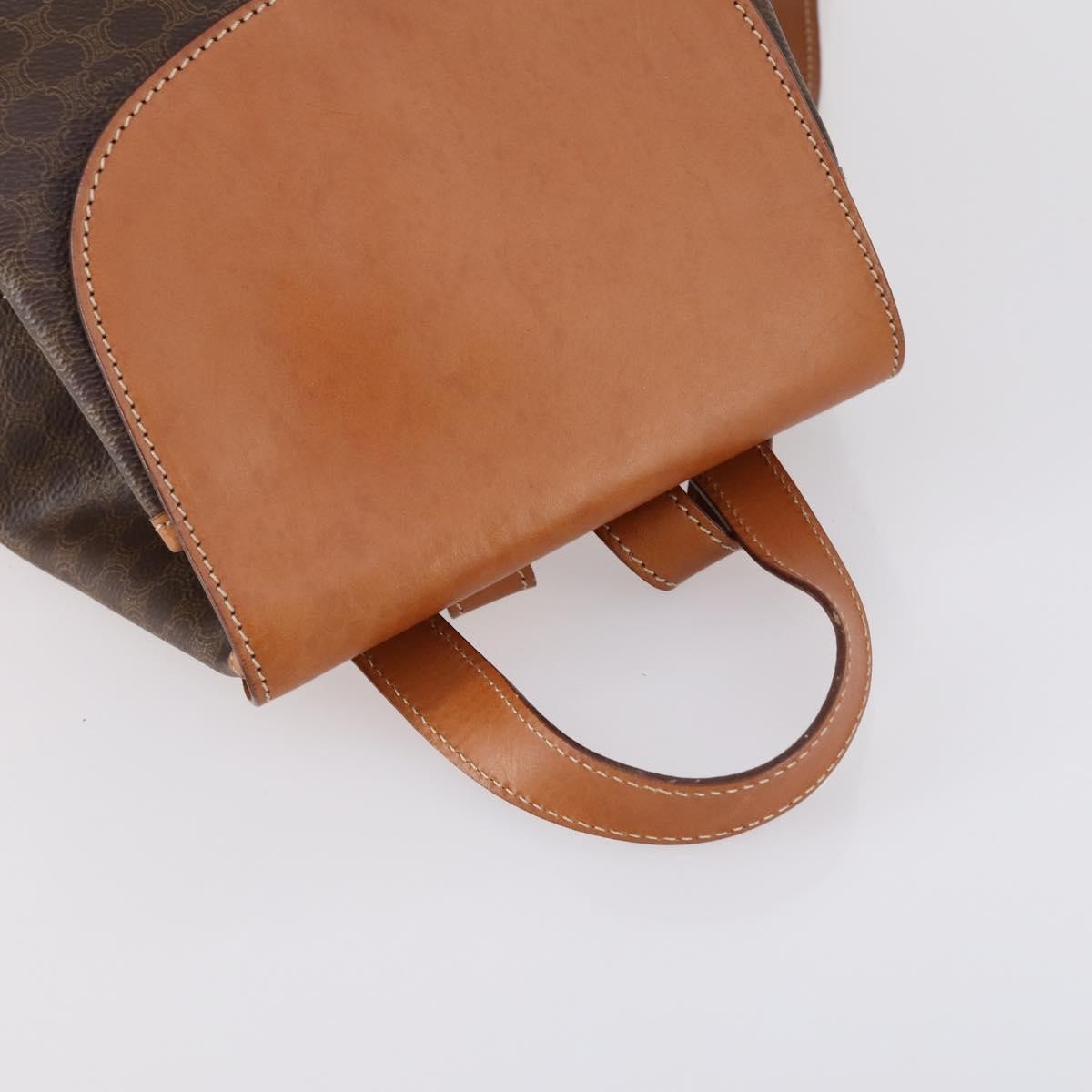 Celine Vintage Macadam Backpack Canvas And Leather Brown Canvas Backpack Bag