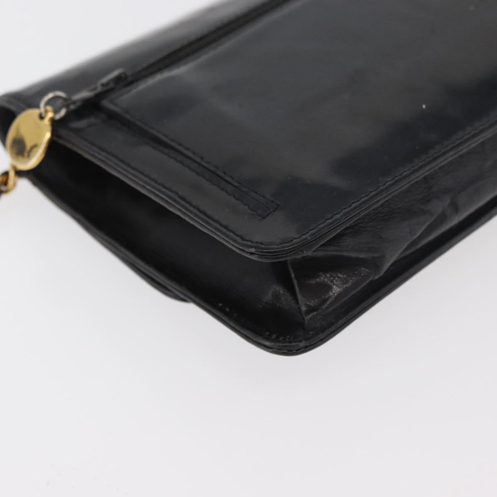 Chanel Vintage Cc Wallet On Chain Patent Black Patent_Leather Shoulder Bag Bag