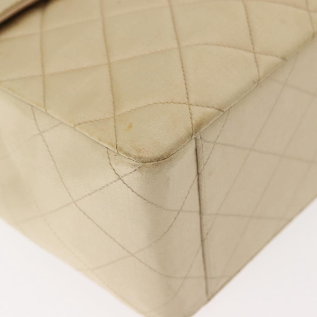 Chanel Vintage Classic Single Flap Bag Silk Beige Satin Shoulder Bag Bag