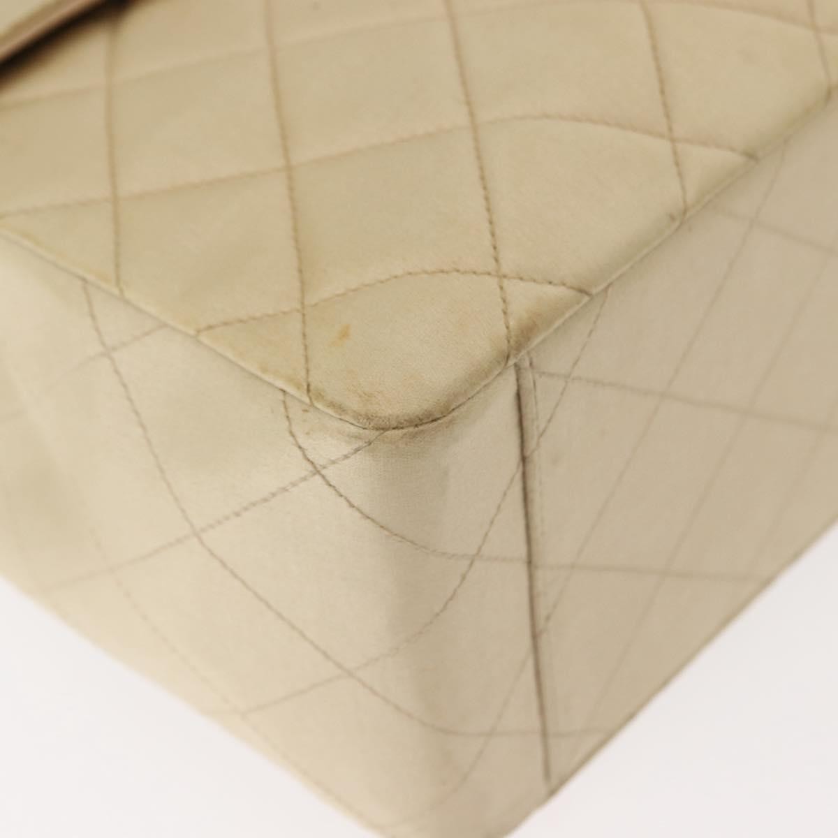 Chanel Vintage Classic Single Flap Bag Silk Beige Satin Shoulder Bag Bag
