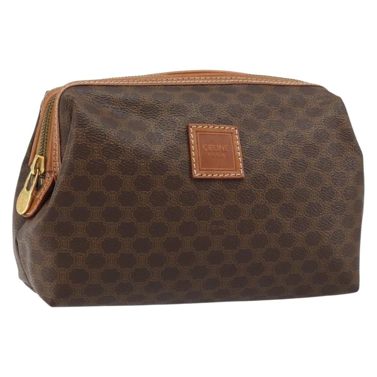 Celine Macadam Pochette Canvas And Leather Brown Canvas Clutche & Pouche Bag