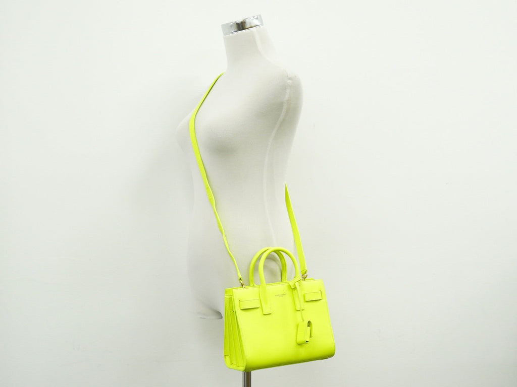Saint Laurent Sac De Jour Nm Bag Leather Yellow Leather Handbag (Pre-Owned)