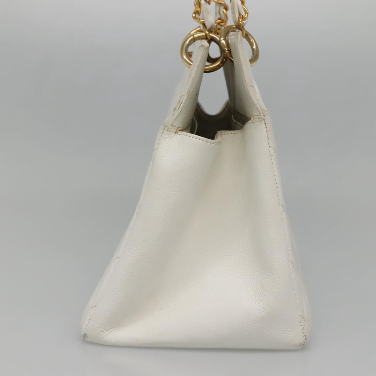 Chanel Vintage Grand Shopping Tote Quilted Caviar White Leather Bag