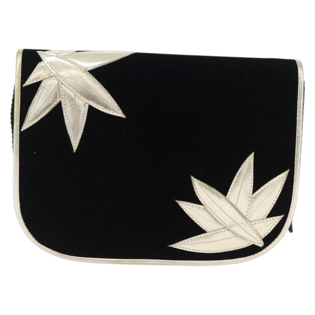 Saint Laurent Vintage Flap Crossbody Bag Velvet Black Velvet Shoulder Bag Bag (Pre-Owned)