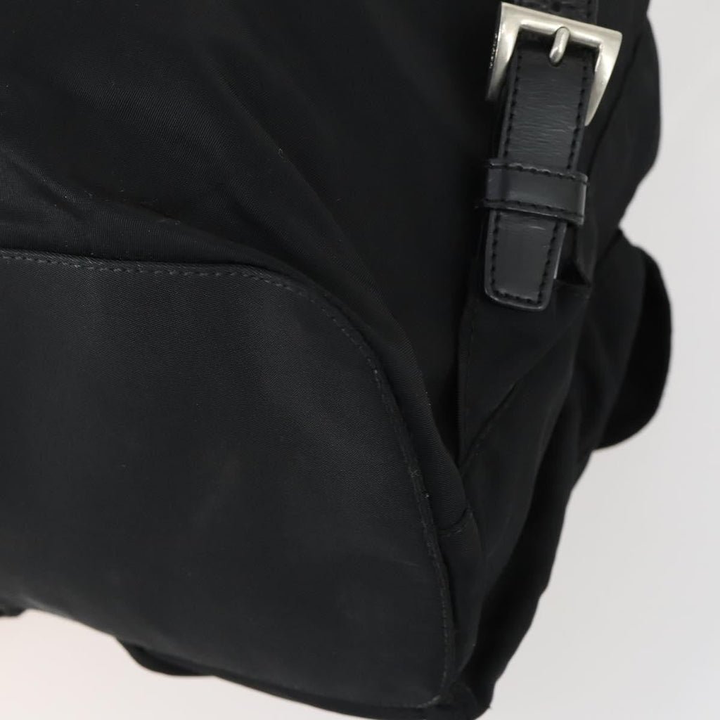 Prada Vela Double Front Pocket Backpack Tessuto With Saffiano Leather Black Nylon Backpack Bag