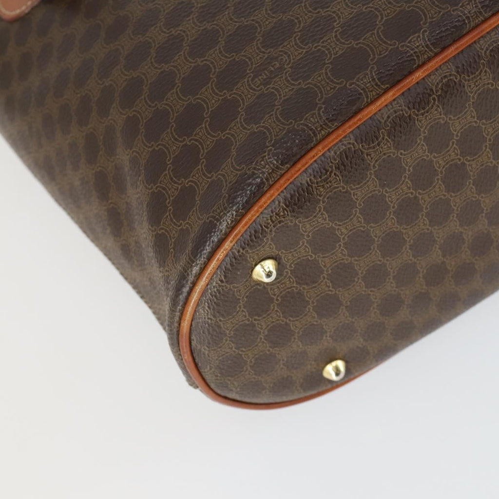Celine Vintage Macadam Tote Bag Canvas And Leather Brown Canvas Handbag